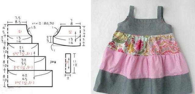 萌宝的可爱小裙子,棉麻面料,漂亮又简单,附5款裁剪图