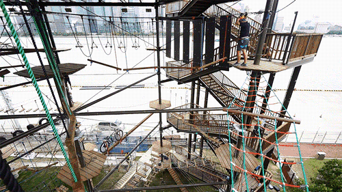 游乐场高空蹦极第一视角（16米巨型秋千40米透明滑梯）(51)