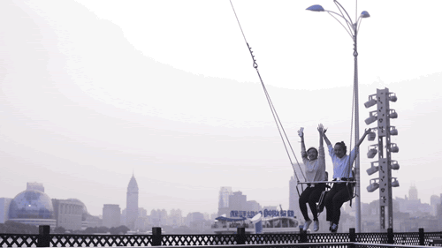 游乐场高空蹦极第一视角（16米巨型秋千40米透明滑梯）(33)